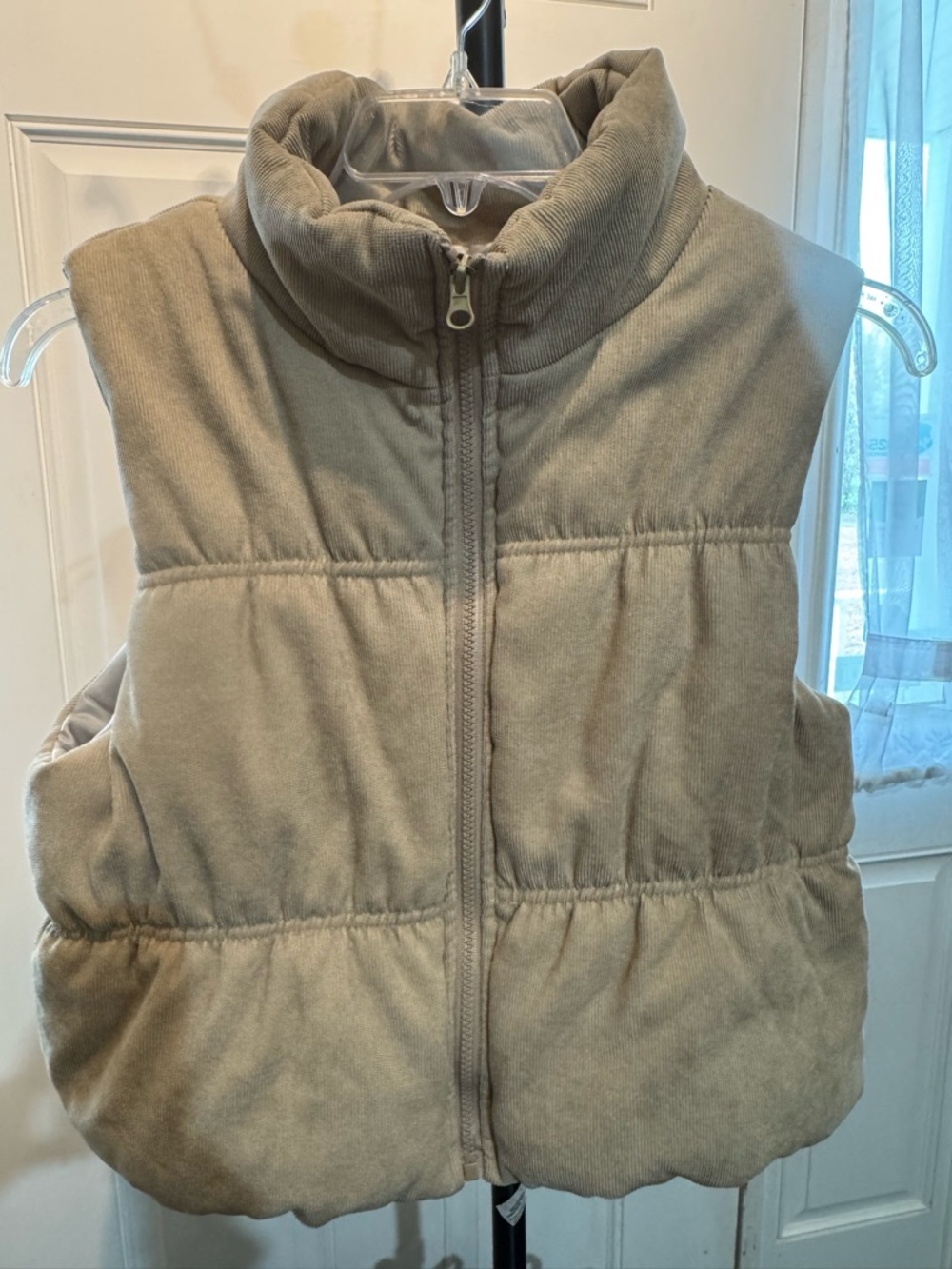 SHEIN Corduroy Puffer Vest in Beige